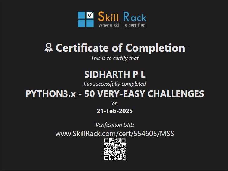 SkillRack (Python - 50 Very Easy Challenges)