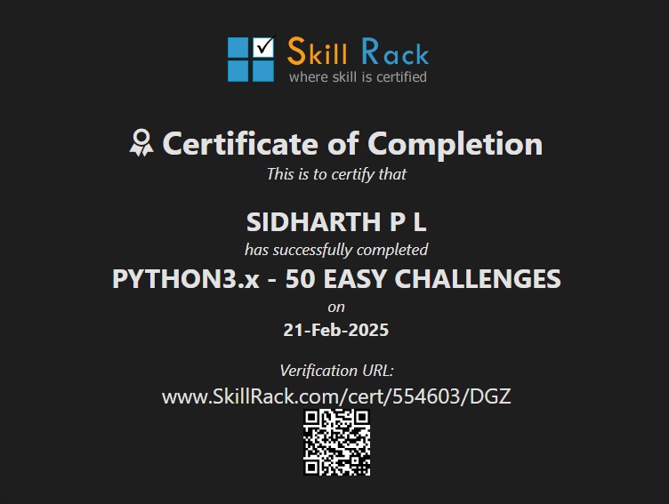 SkillRack Certificate 2
